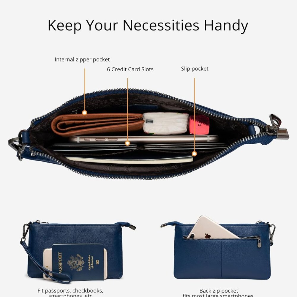 Versatile Pebble Pattern Leather Wristlet - Styli… - image 2